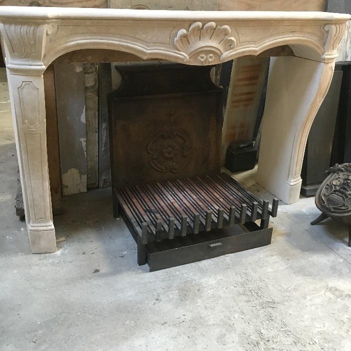 Stone mantel+iron